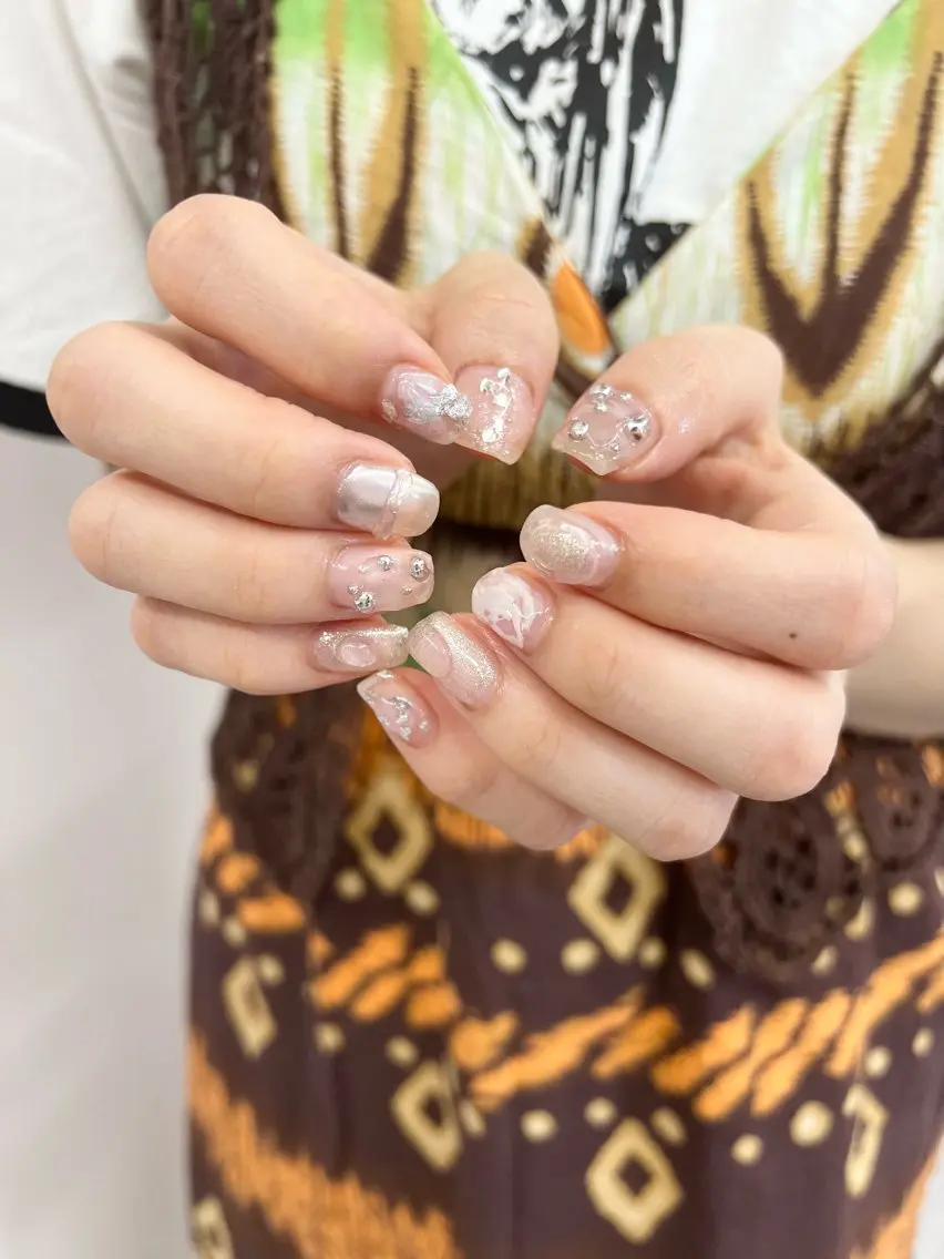 ネイル アートネイル クリアネイル ジェルネイル ミラーネイル パラジェル ハンドネイル ハンドケア Bana_ Nailのネイルデザイン