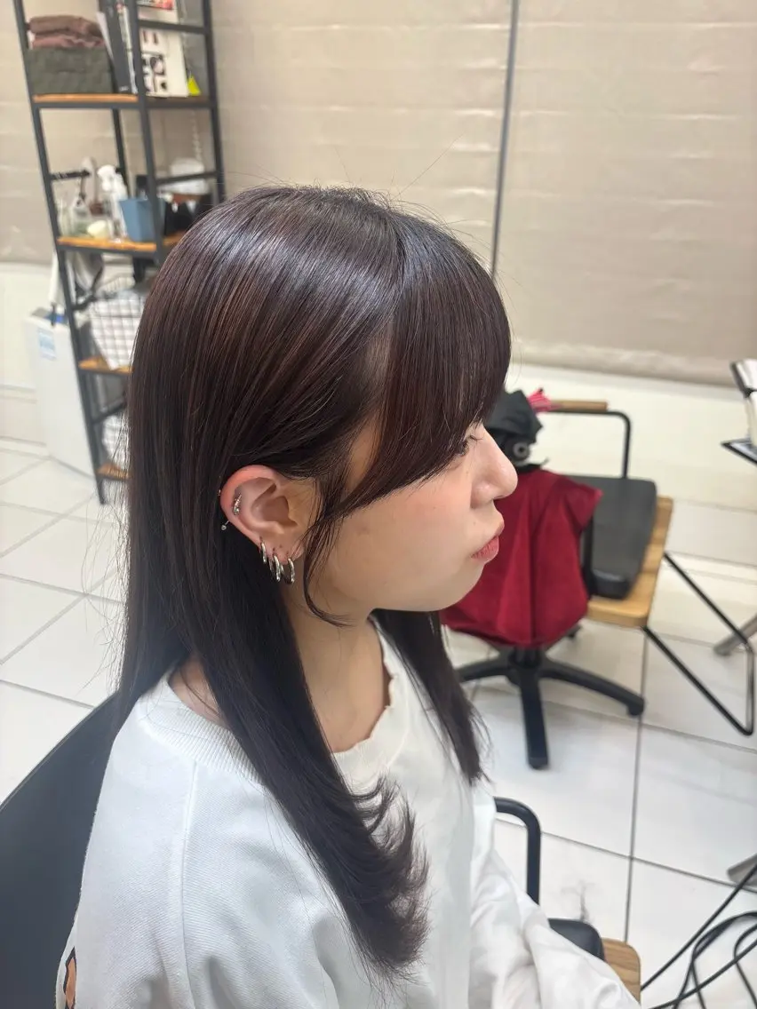 ロング 顔周りカット カット ヘアカラー 透明感カラー️🫧 清水杏乃のヘアスタイル