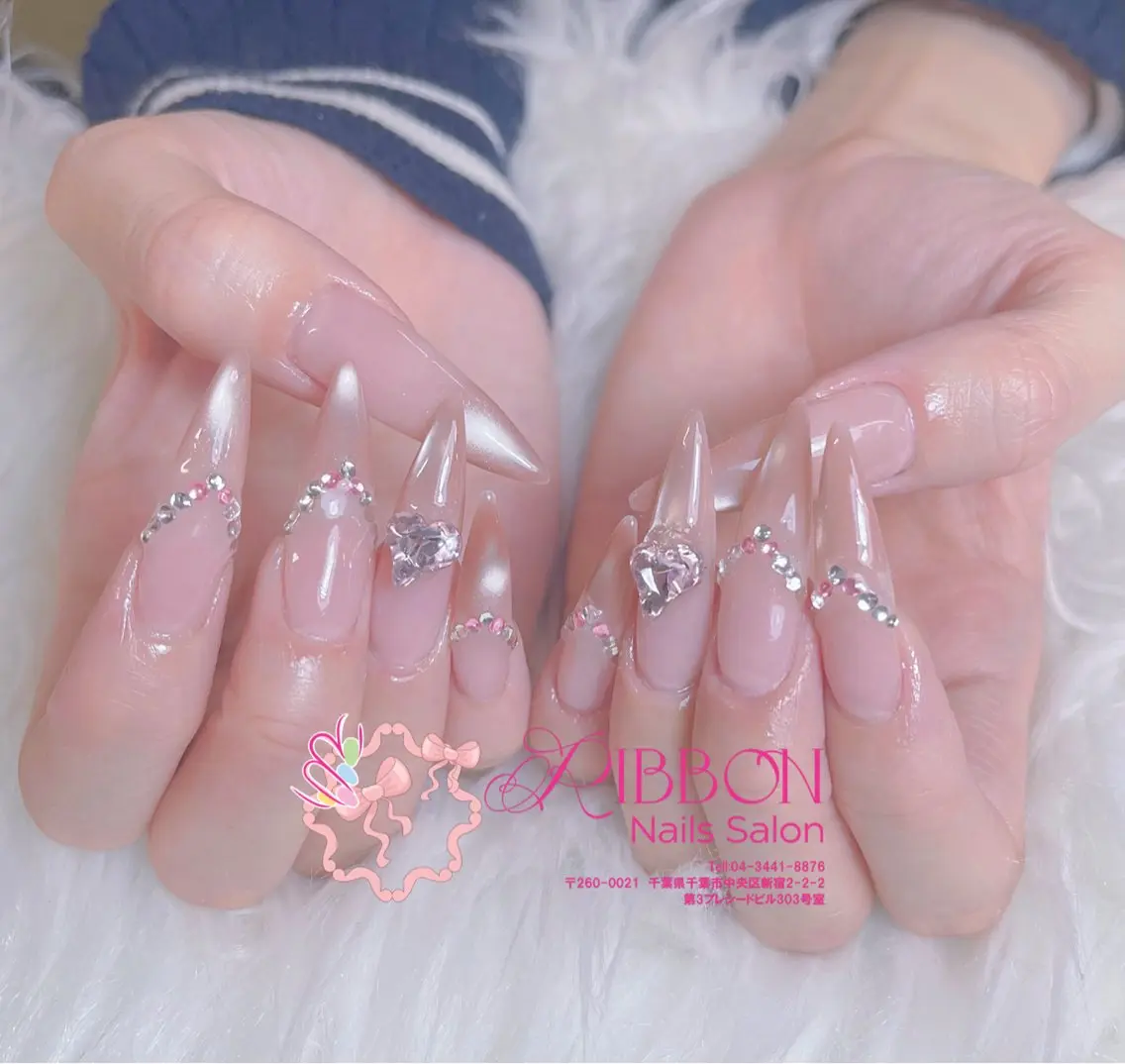 ネイル フレンチネイル ジェルネイル マグネットネイル 持ち込み ニュアンスネイル ハンドネイル Ribbonnail salonのネイルデザイン