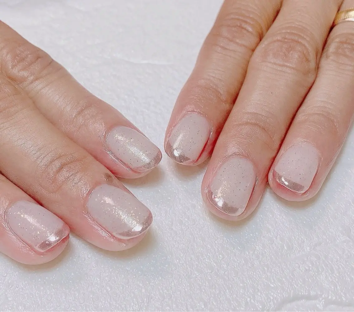 ネイル フレンチネイル ミラーネイル Nail Salon K 🧸美爪育成のネイルデザイン