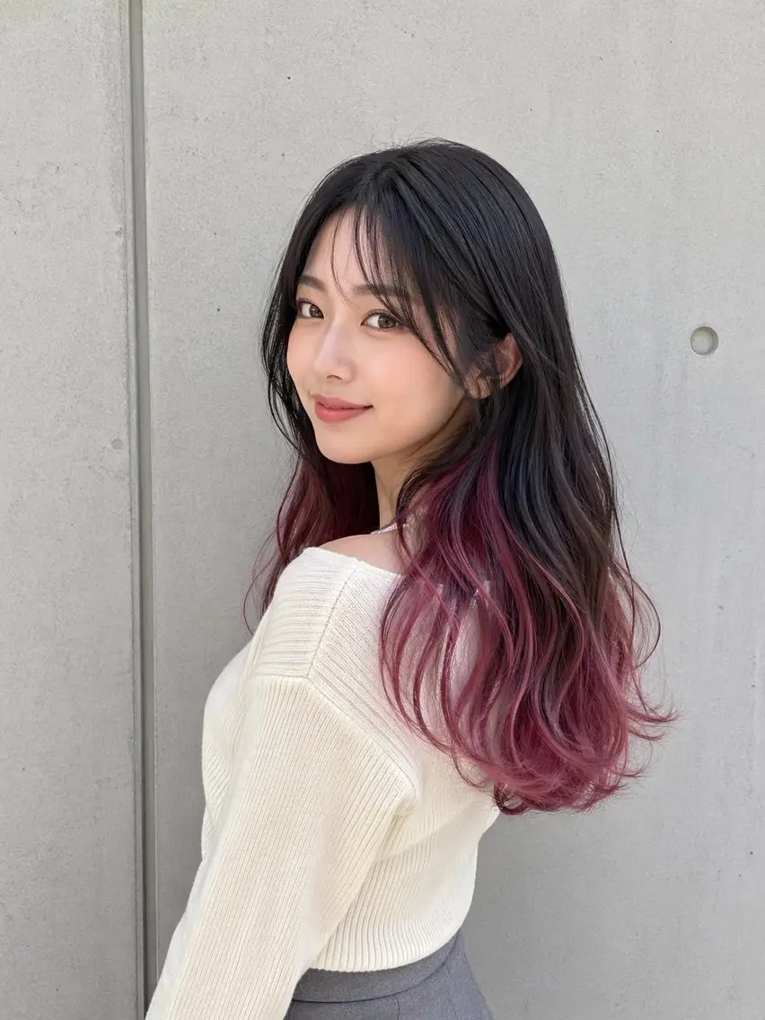 ロング カラー カット ヘアカラー 宇梶 千愛のヘアスタイル