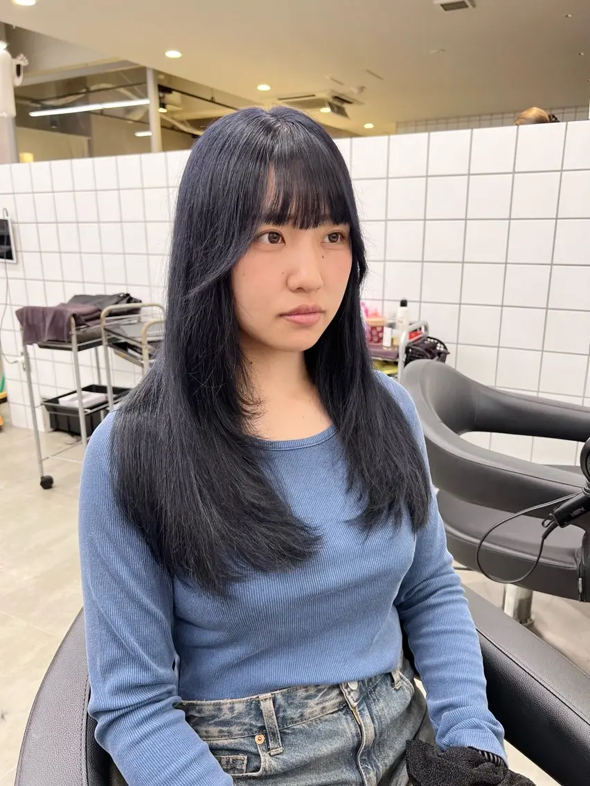 ロング カラー パーマ ヘアアレンジ メンズ キッズ 上品＆韓国風 🥀海心🥀のヘアスタイル