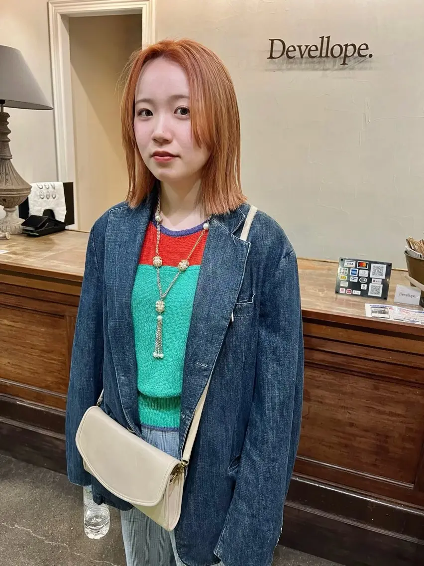 ショート カラー 切りっぱなしボブ ベージュカラー ブリーチ ケアブリーチ ハイトーンカラー カット ヘアカラー トリートメント 千葉 郁也のヘアスタイル
