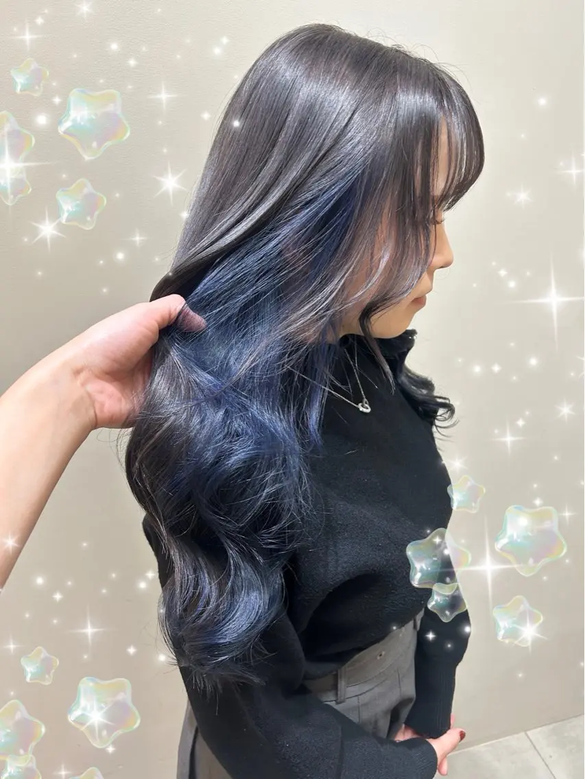 セミロング カラー ブルーカラー デザインカラー グレージュ ラベンダーカラー ヘアカラー トリートメント 新宿駅近♡個室 ♡関口三都季🌜のヘアスタイル
