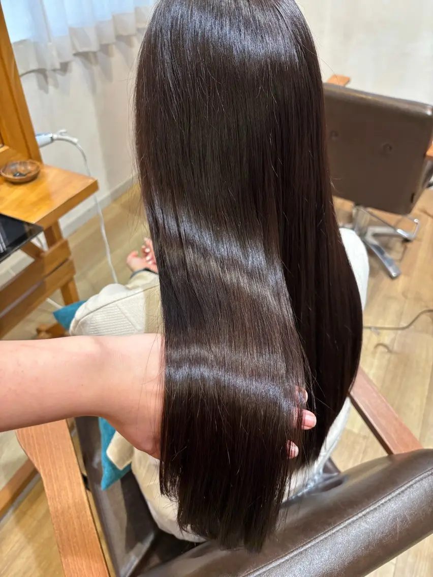 ロング カラー ブラウンカラー トリートメント ヘッドスパ RINNO🌷透明感 カラー/髪質改善のヘアスタイル
