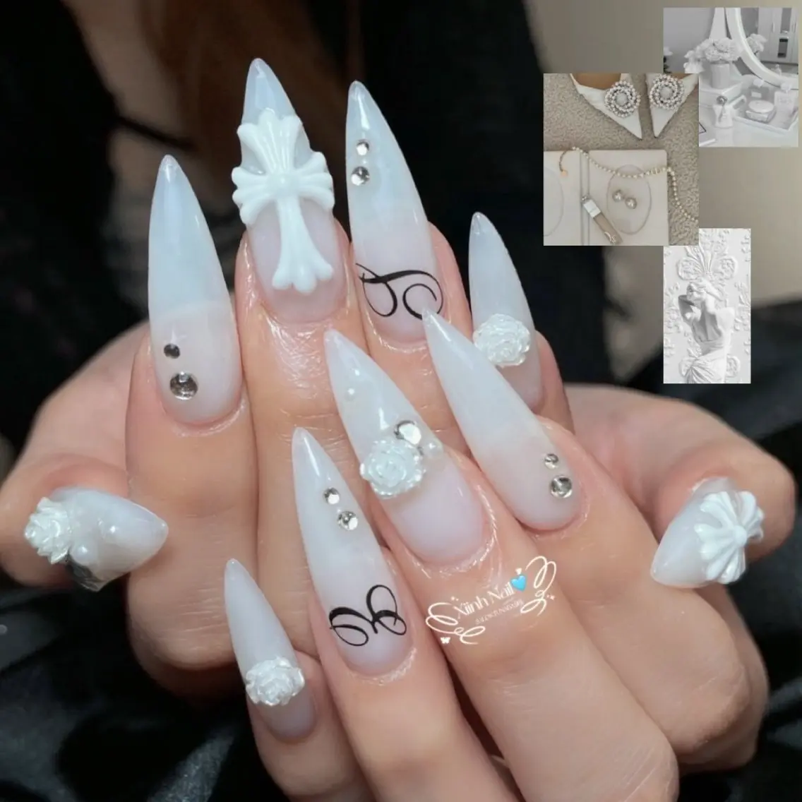 ネイル 長さ出し ガーリー 韓国ネイル 持ち込み ワンホンネイル ハンドネイル YURI NAILのネイルデザイン