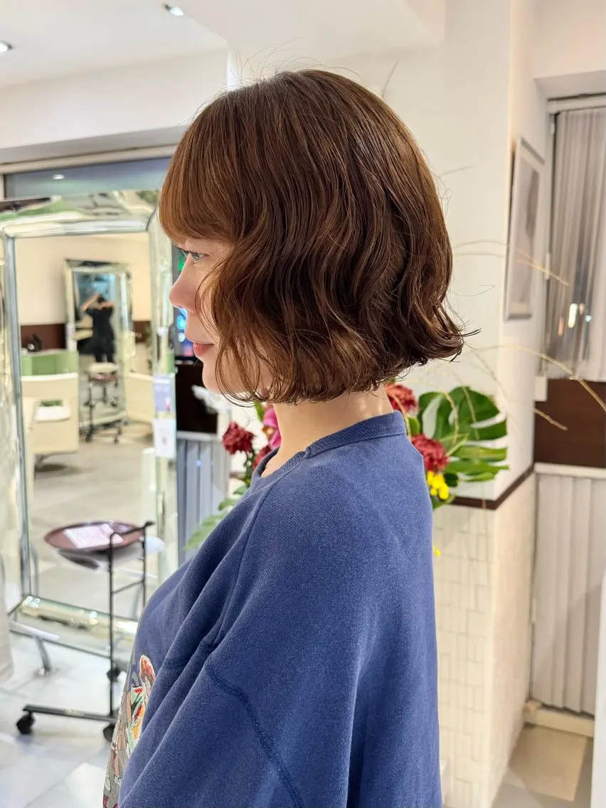 ショート パーマ ショートボブ ボブ ショートヘア カット パーマ トリートメント デジタルパーマ 🌀ボブ　萩原　龍のヘアスタイル