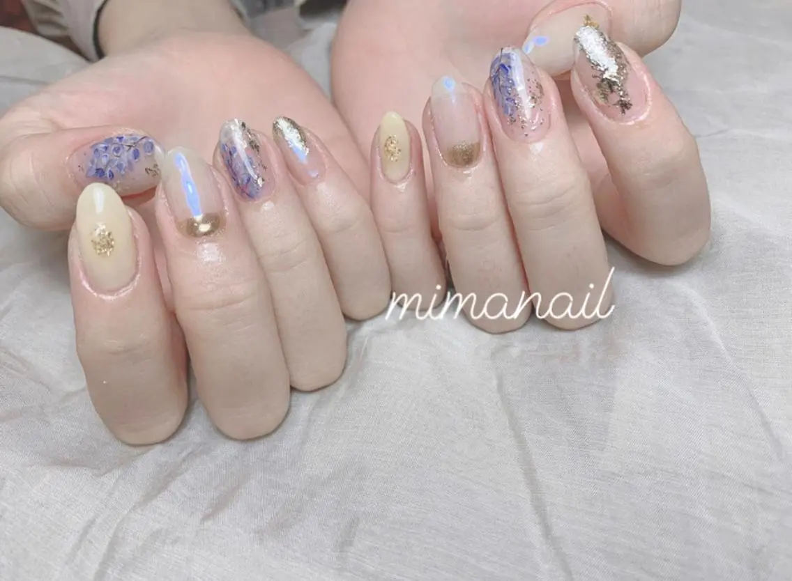 ネイル オーロラネイル フットネイル フレンチネイル 韓国ネイル 大理石ネイル(マーブル) ハンドネイル mima nailのネイルデザイン