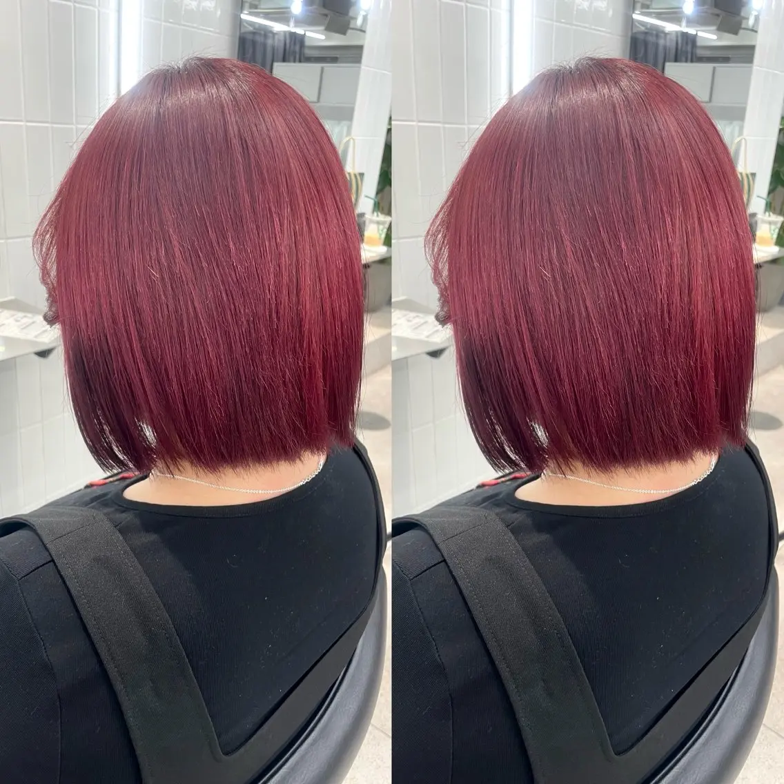 ミディアム カラー ボルドーカラー レッドカラー ヘアカラー 表参道/ハイライト バレイヤージュのヘアスタイル