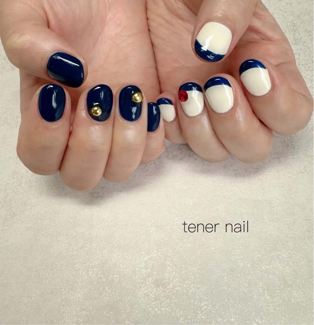 ネイル ネイビー ハンドネイル テネルネイル tener nailのネイルデザイン