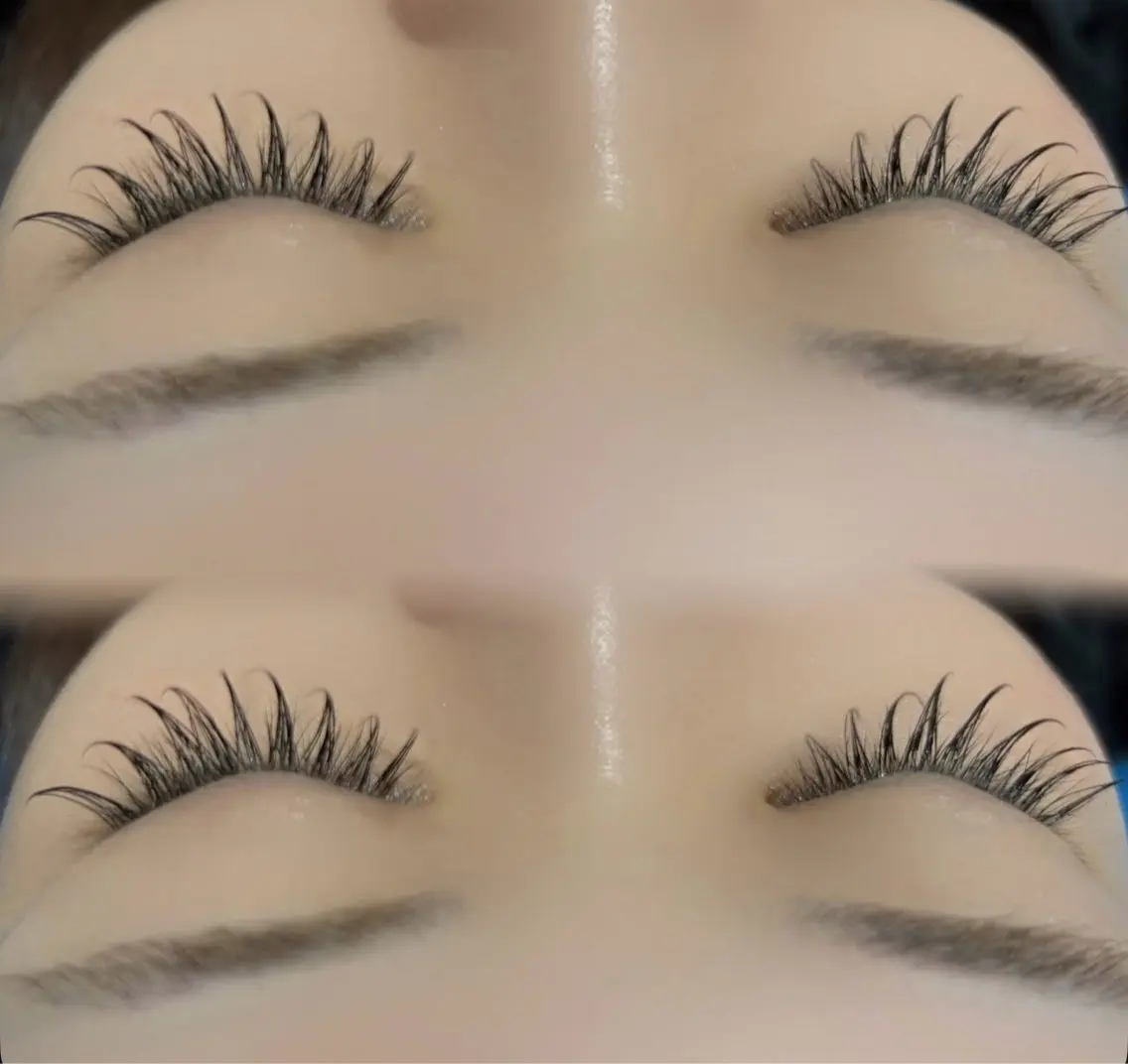 マツエク フラットラッシュ100本➕束感コーティング🩵の写真