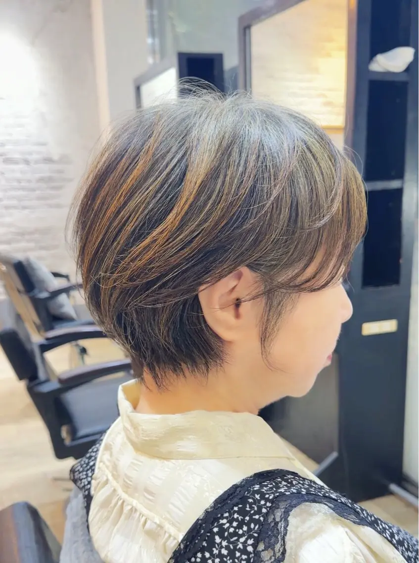 ショート カット ヘアカラー 若見えカット/心斎 橋/ヘアセットのヘアスタイル