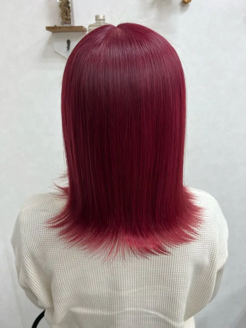 カラー ブリーチ レッドカラー ブリーチカラー HAZUKI🦖のヘアスタイル