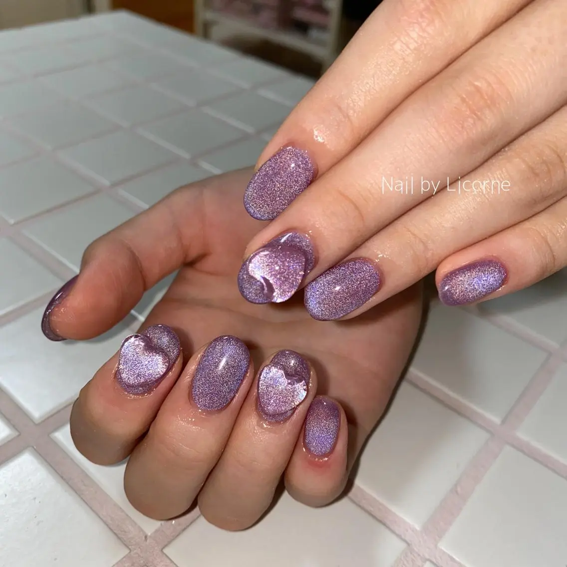 ネイル アートネイル オーロラネイル フレンチネイル 氷ネイル・うるうるネイル マグネットネイル ハンドネイル Nail by Licorneのネイルデザイン