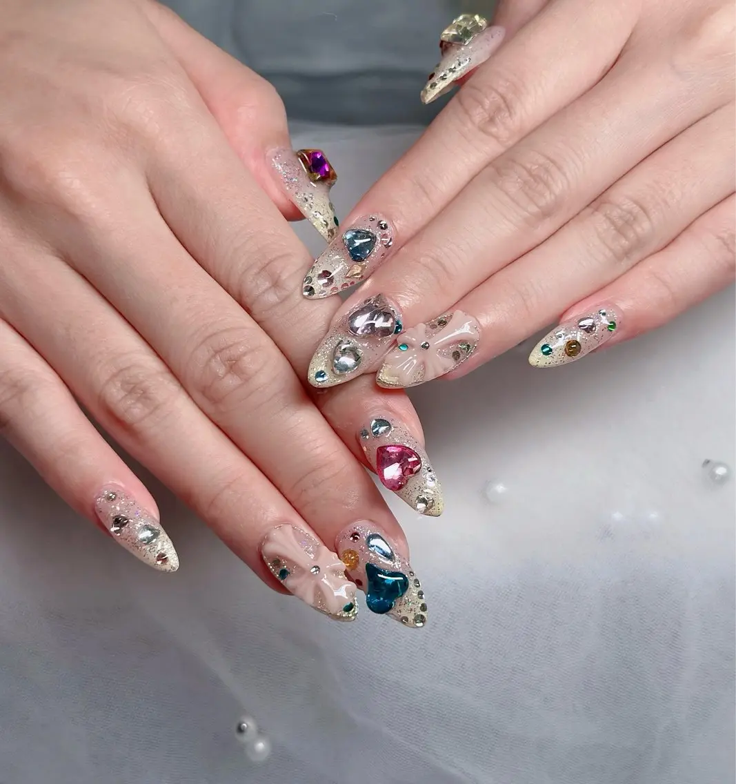 ネイル ハート キラキラネイル リボン ハンドネイル キノコ H.babynailのネイルデザイン