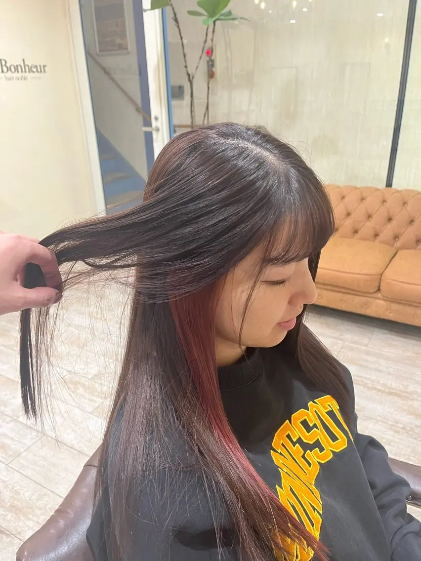 セミロング カラー ブリーチ ピンクカラー 髪質改善 ヘアカラー トリートメント ショート、ボブ 縮毛髪質改善ヨウスケのヘアスタイル