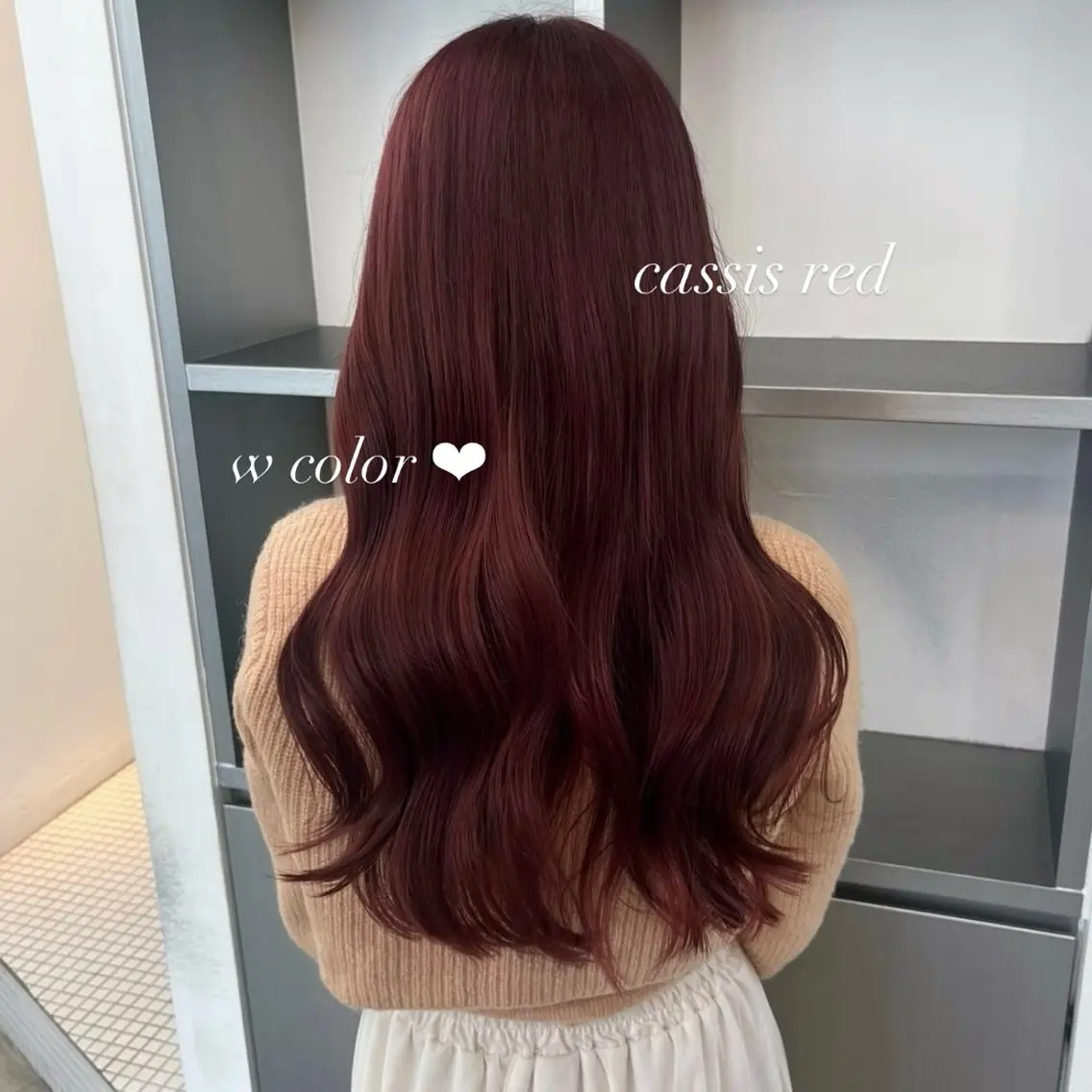セミロング カラー カシス レッドカラー カット ヘアカラー 🍒暖色✖️レイヤー ／Haruna🍒のヘアスタイル