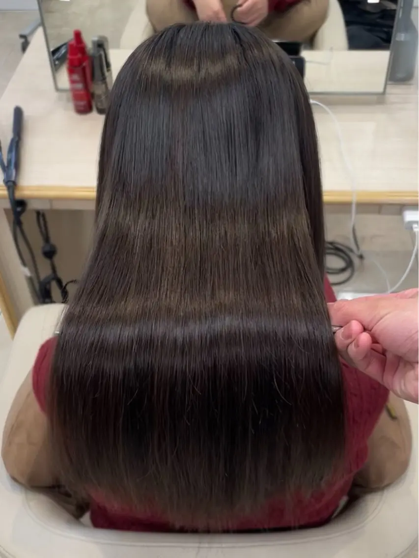 ロング シャドウパーマ／骨格 矯正カット　トモキのヘアスタイル