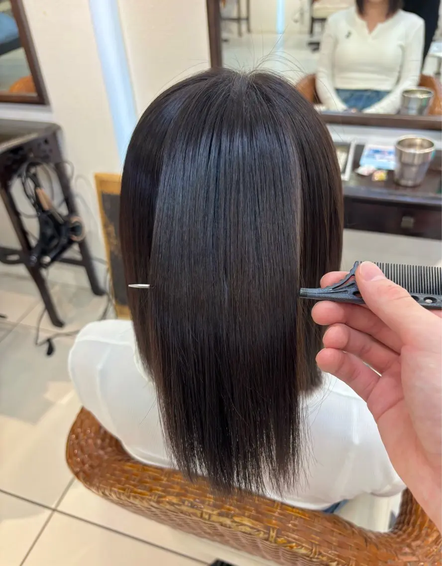 ミディアム 縮毛矯正 毛利 拓夢のヘアスタイル