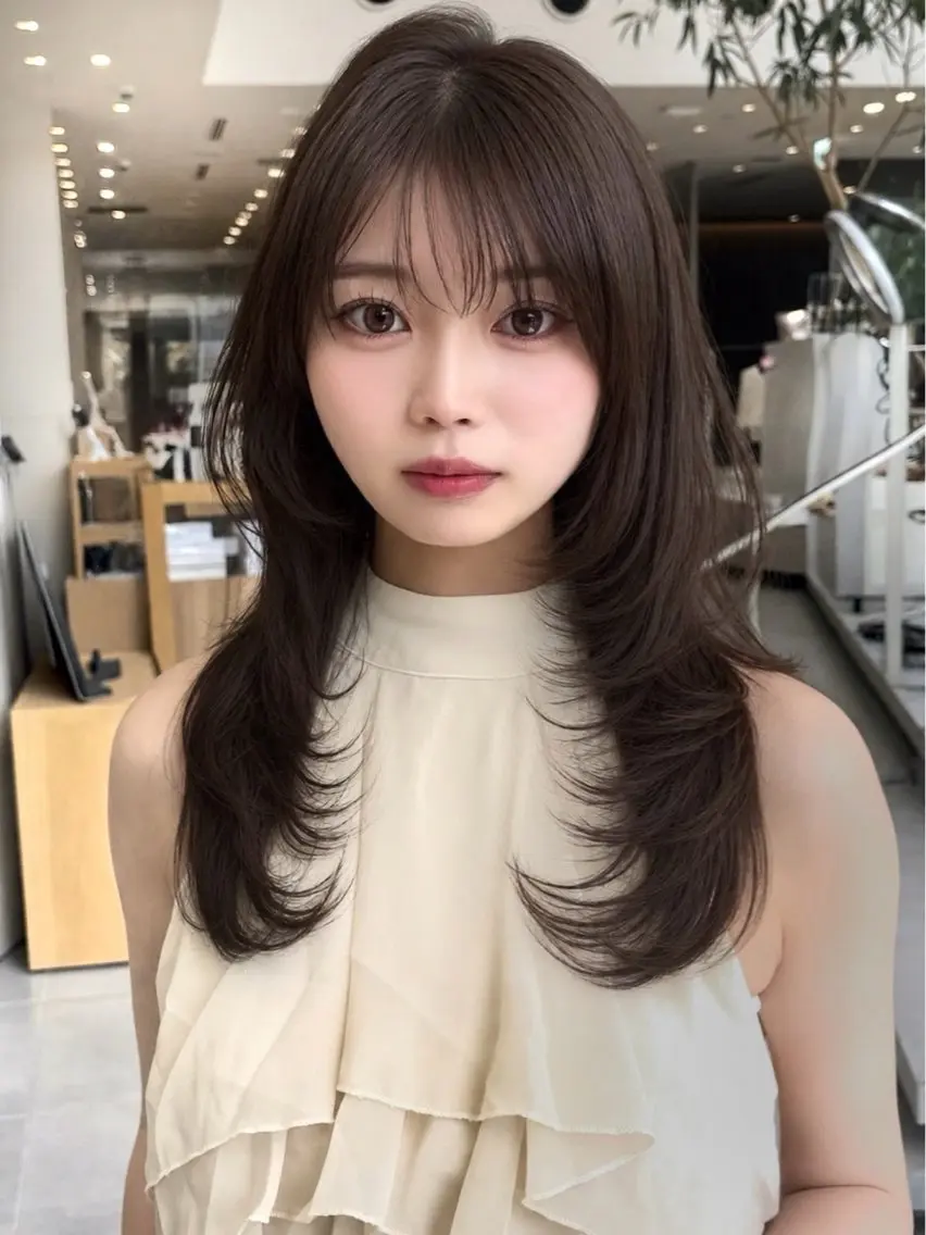 ミディアム カット 🫧暖色愛され透明感 🍒カラー千優のヘアスタイル