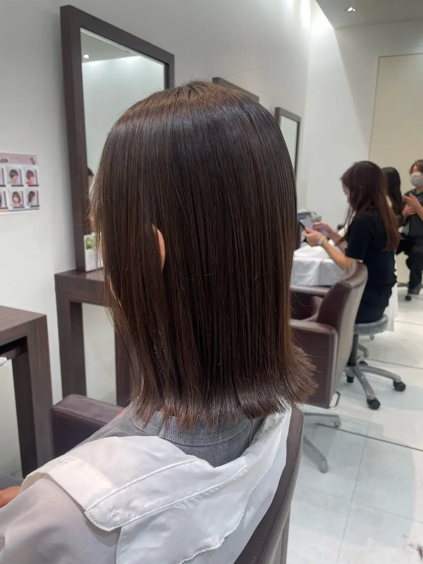 ミディアム カラー パーマ 髪質改善 外ハネヘア ストレートパーマ 【千葉駅南口歩1分】 MAKAのヘアスタイル