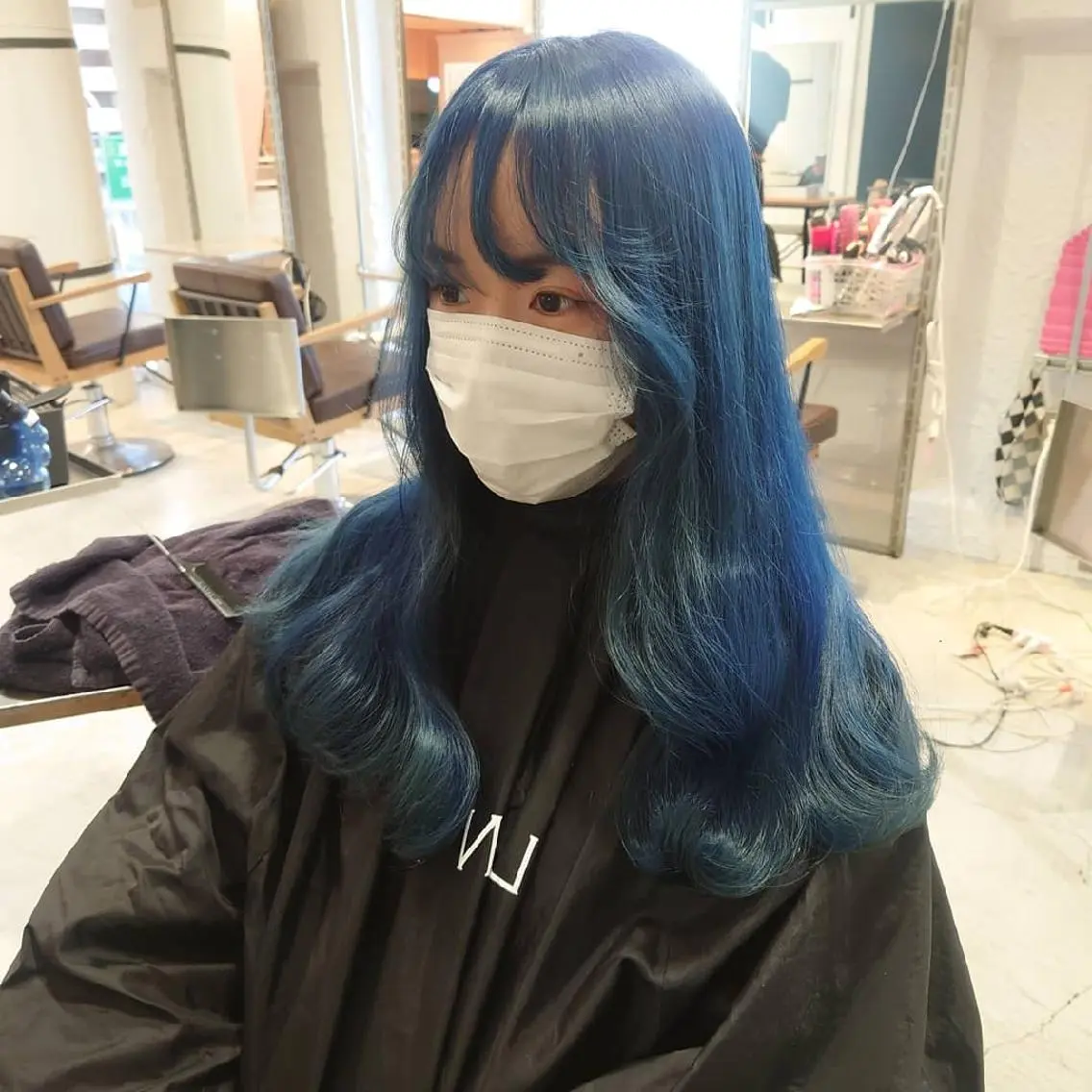 ロング カラー 黒髪 ブリーチ ブルーカラー ヘアカラー トリートメント 艶髪✨ブリーチ職人 yasuのヘアスタイル