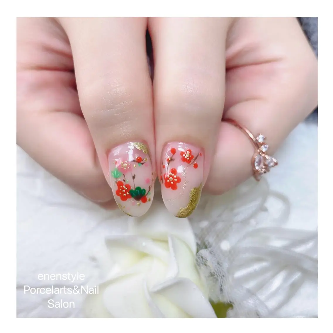 ミディアム ネイル ハンドネイル 🐾enen style 🐾のネイルデザイン