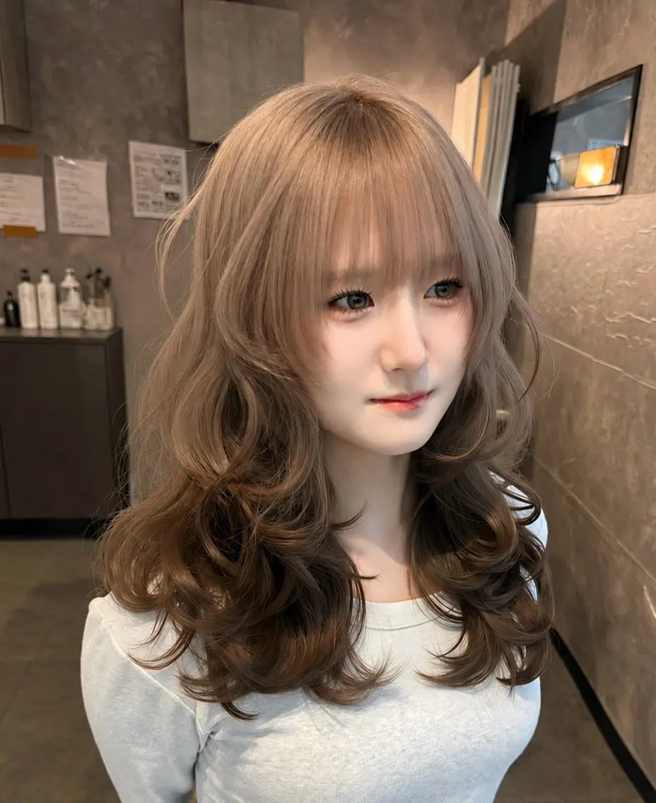 ミディアム カラー ヘアアレンジ ヘアカラー トリートメント 🌱巴結生🌿グレー ジュ☁️ミルクティーのヘアスタイル