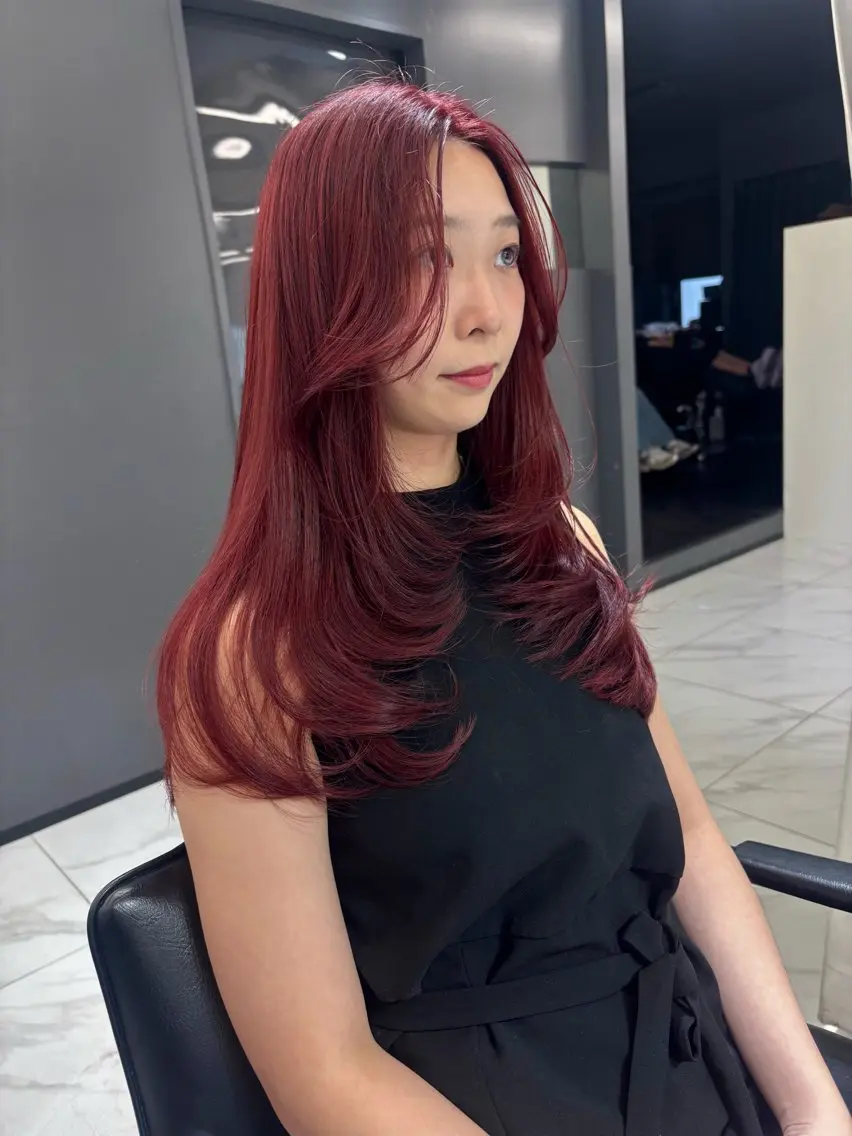 セミロング カラー ブリーチ 韓国風ヘア レイヤーカット 🩶大人韓国ヘア 渋谷/Satsukiのヘアスタイル