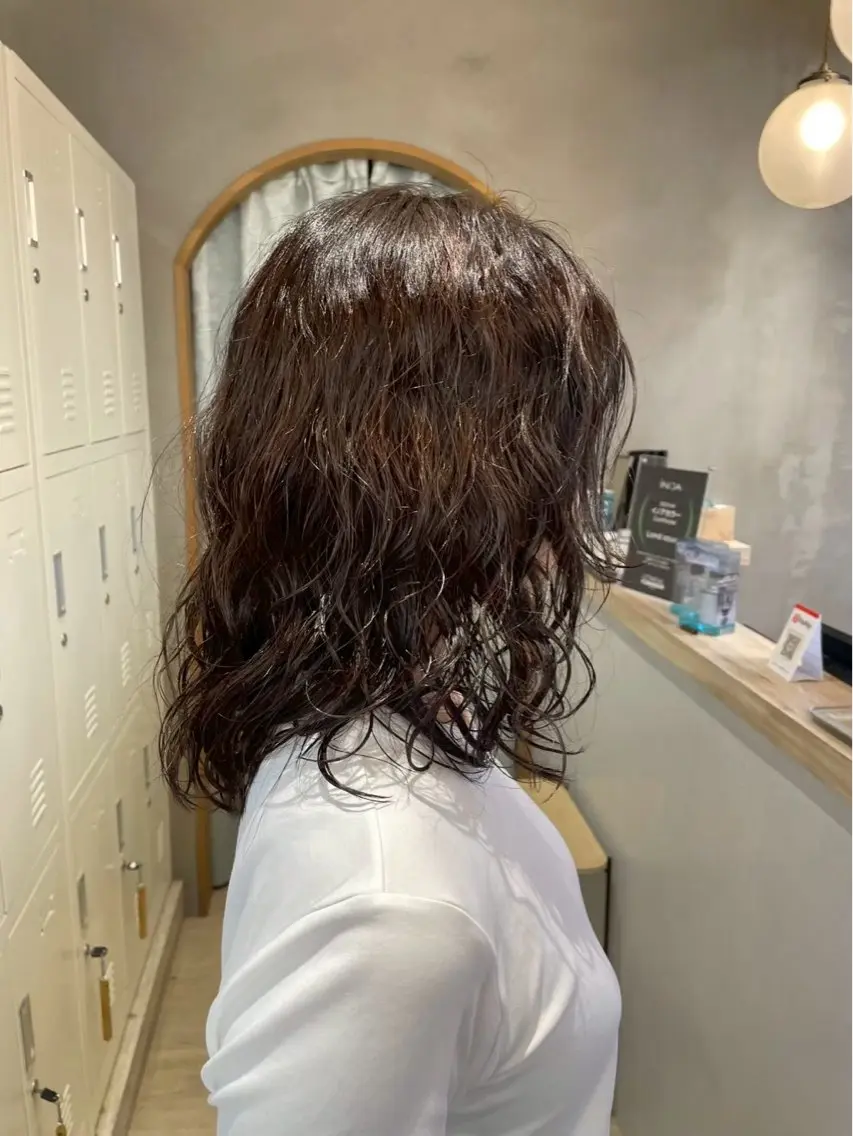 セミロング パーマ ボブ 韓国レイヤー しょうきのヘアスタイル