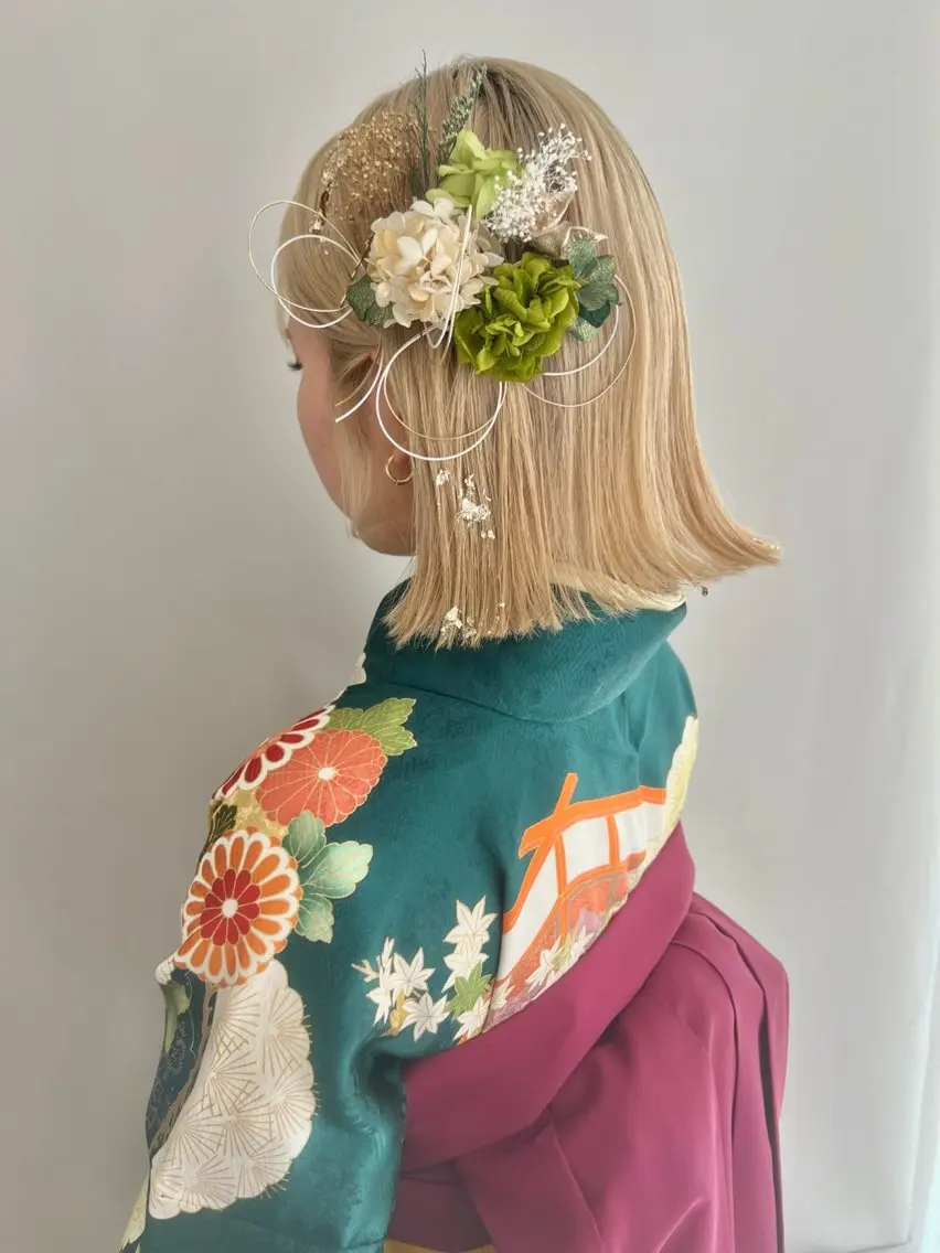 ミディアム ヘアアレンジ 着付け 似合わせ⌇お洒落 カット⌇平野あみのヘアスタイル