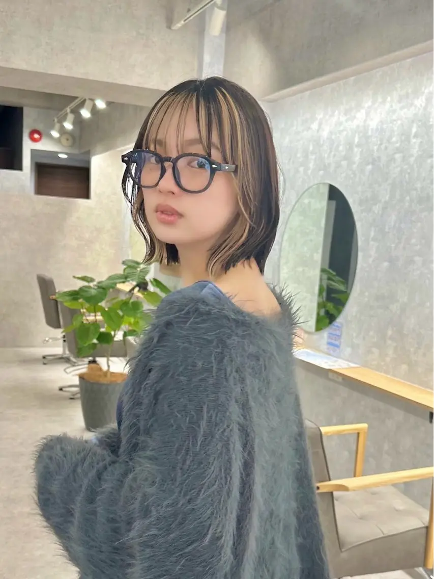 ミディアム カラー デザインカラー インナーカラー ボブ カット ヘアカラー トリートメント ✨艶髪・髪質改善✨ 大泉翔/店長のヘアスタイル