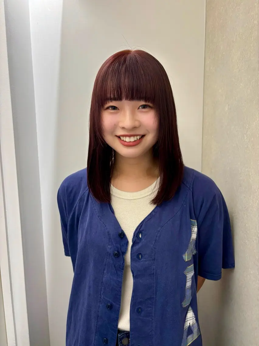 ミディアム ヘアカラー トリートメント ハイトーン/レイヤー nail 百咲💌のヘアスタイル
