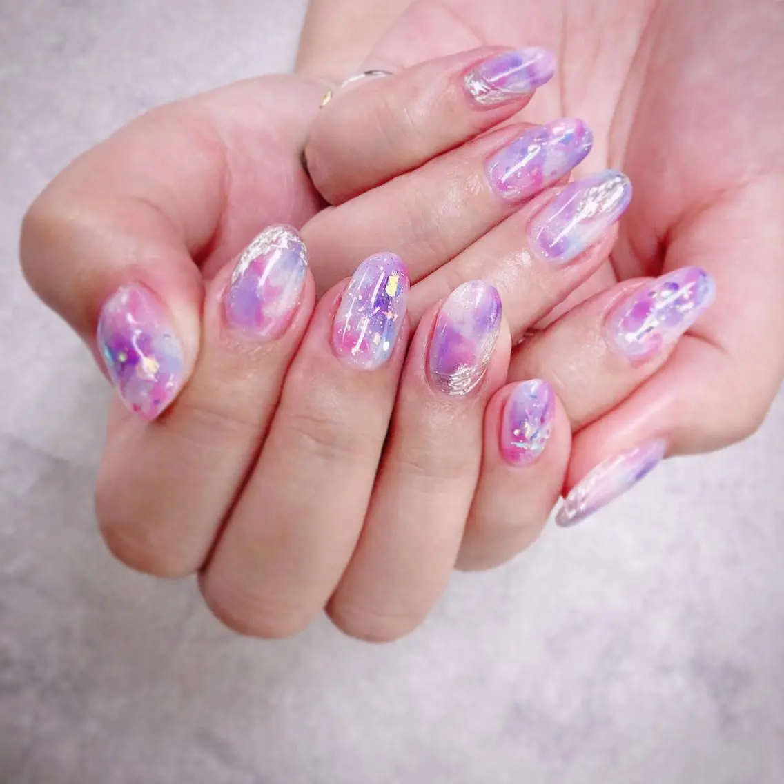 ネイル 大理石ネイル(マーブル) ニュアンスネイル ピンク ハンドネイル ハンドケア FASTNAIL PLUS 新宿店のネイルデザイン