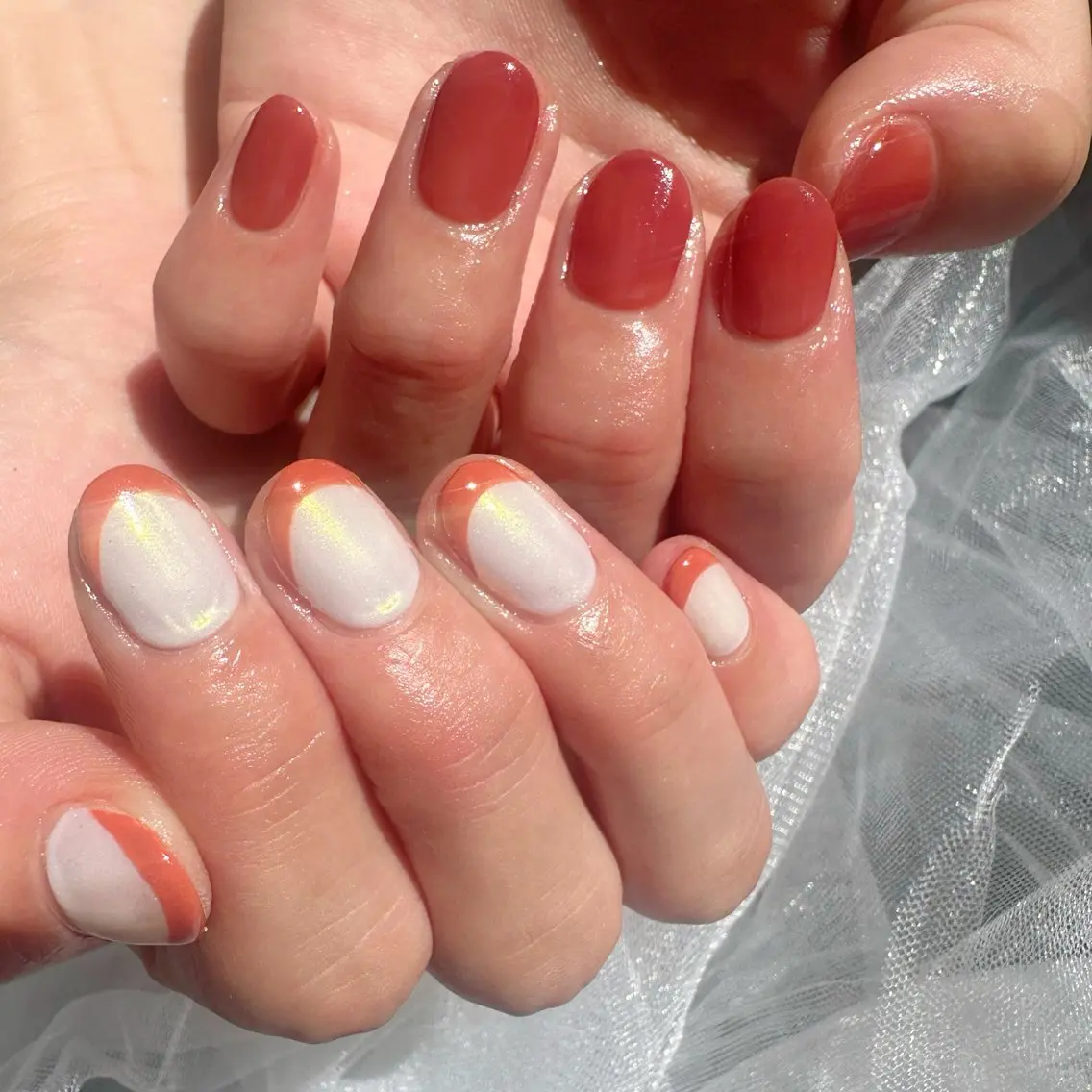 ネイル オーロラネイル フレンチネイル 氷ネイル・うるうるネイル 韓国ネイル ミラーネイル 🪞KAPE NAIL 🪞のネイルデザイン