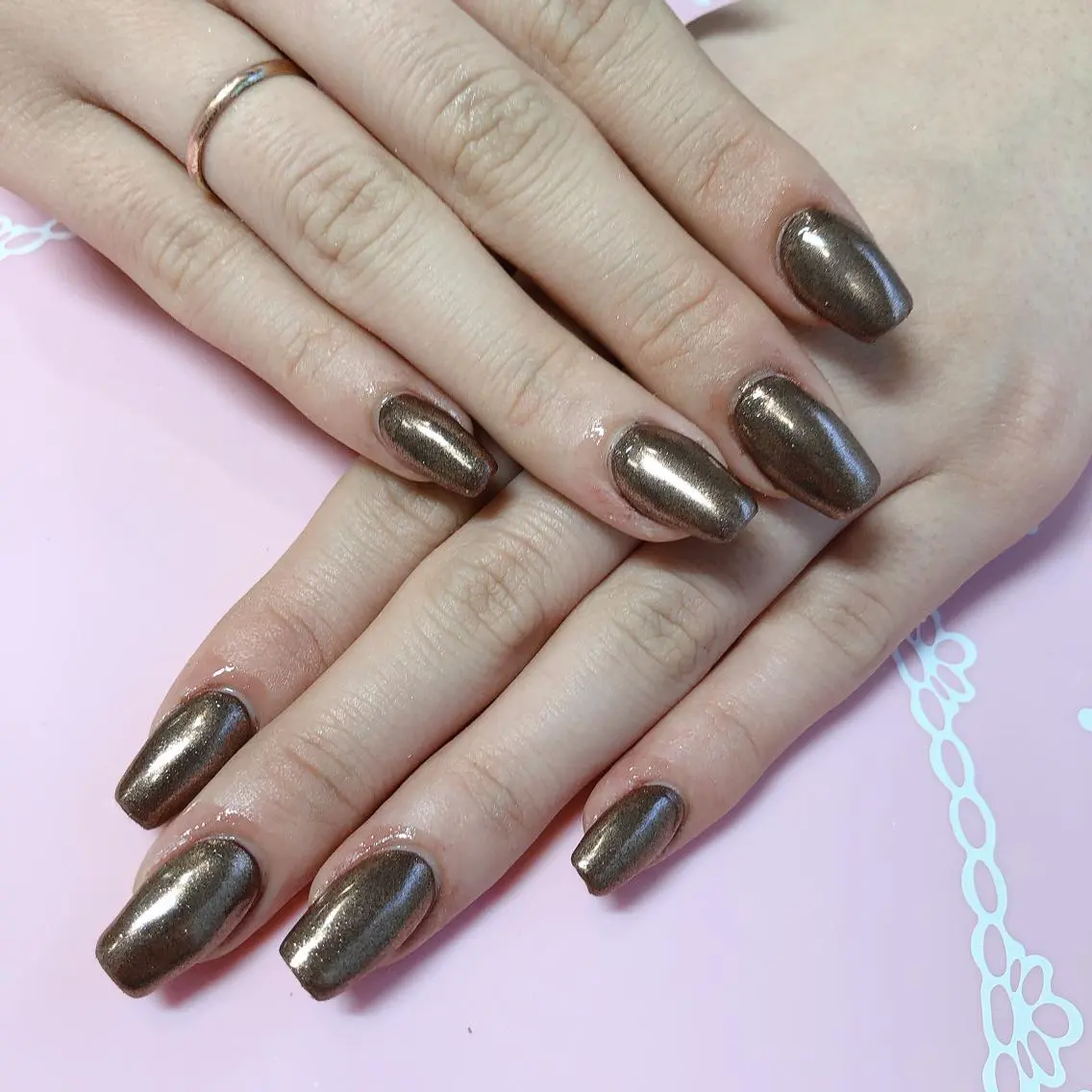 ショート ネイル ミラーネイル ハンドネイル 《LB》ラブリエ Nail&eyeのマツエク・マツパデザイン