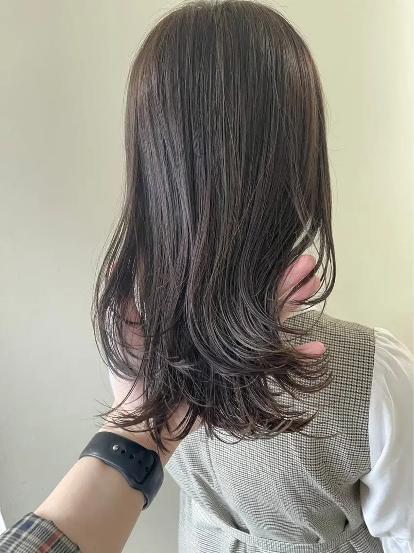ミディアム カラー ダブルカラー ハイライトカラー イルミナカラー 顔まわりレイヤー ハイライト 神戸ボブ✂️ ioe三宮/田 伸佳のヘアスタイル