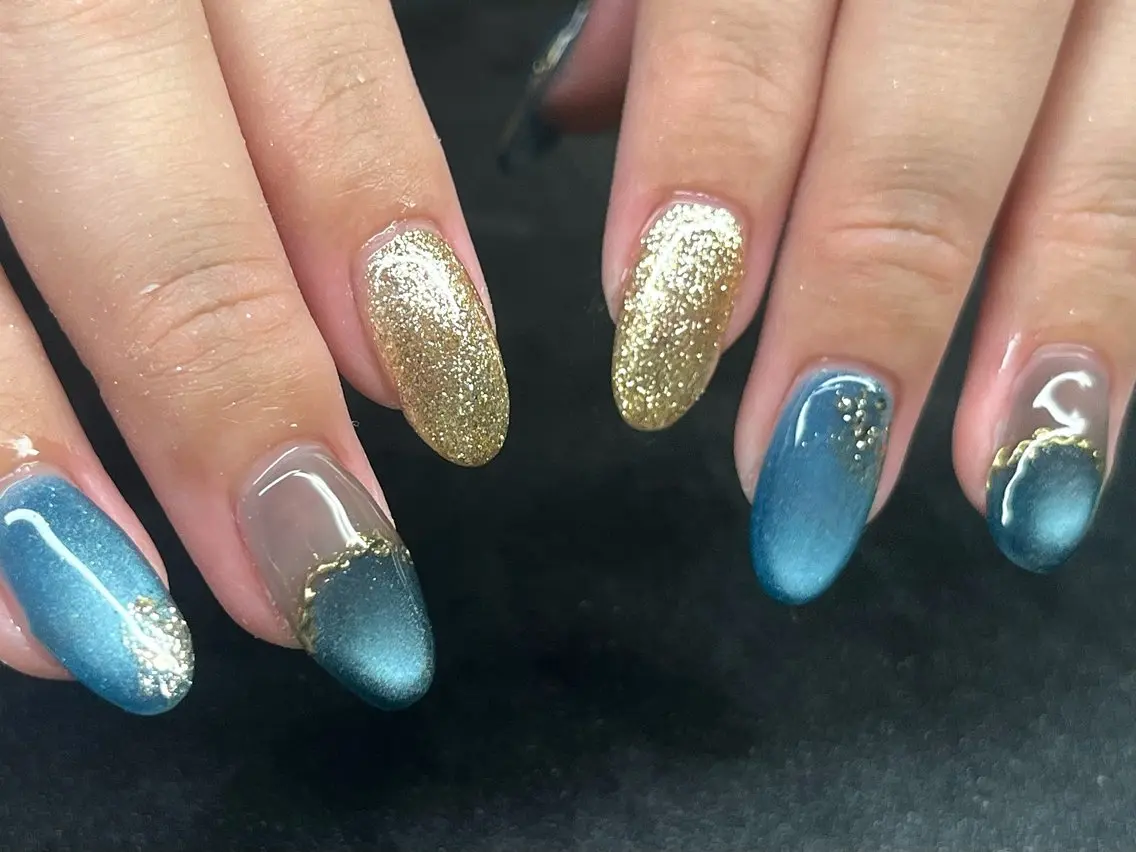 ネイル ブルー ハンドネイル Chika .のネイルデザイン