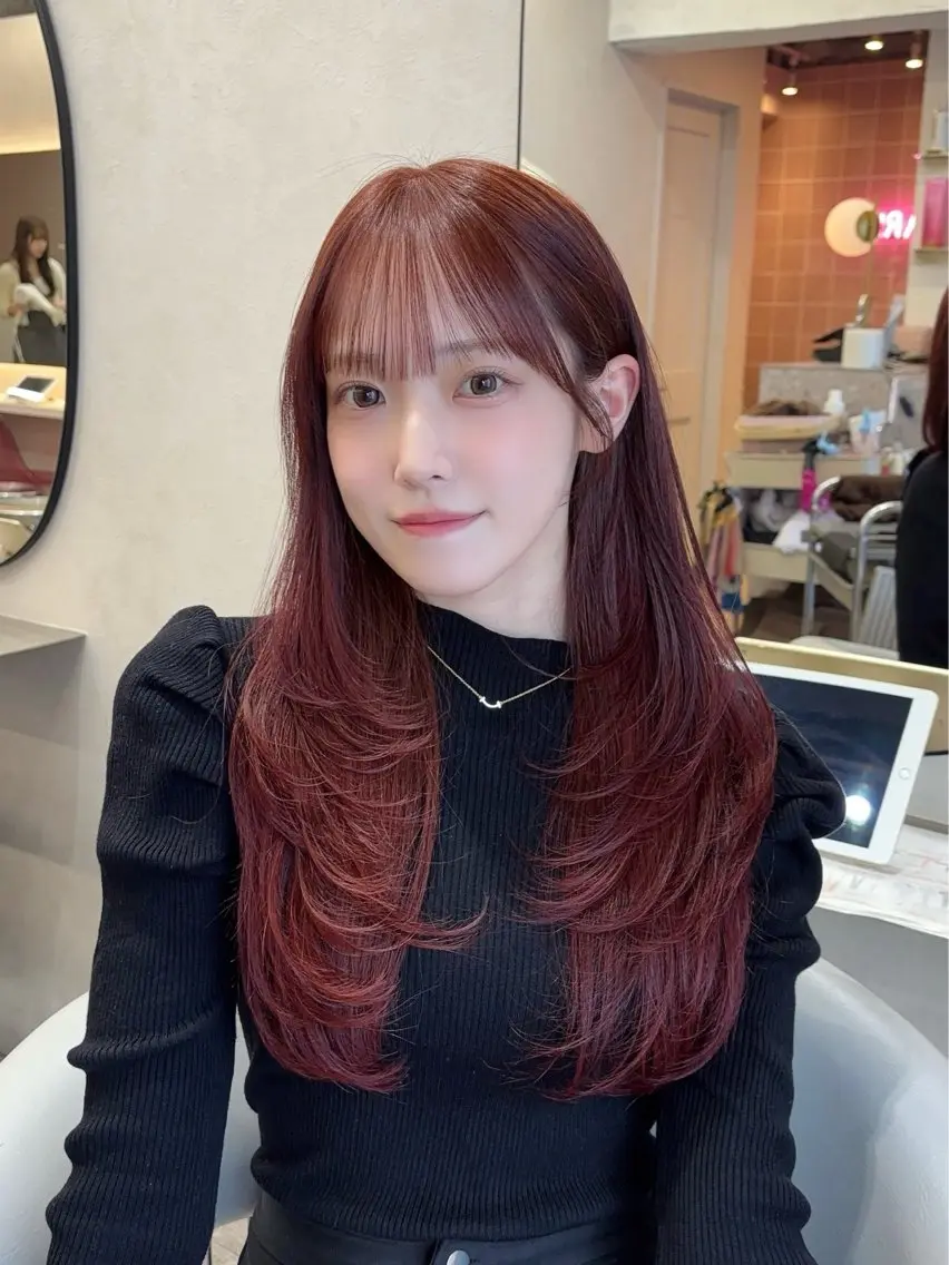 ロング カラー シールエクステ エクステ 髪質改善 韓国風ヘア レイヤーカット 新宿/韓国風レイヤー /エクステ/YUTOのヘアスタイル