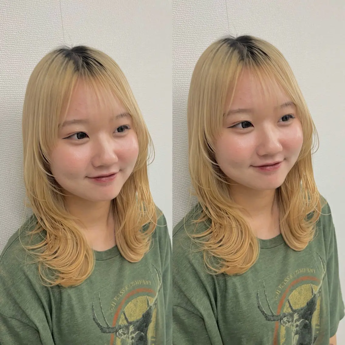 ミディアム カット ヘアカラー トリートメント 透明感カラー🪿🤍 顔まわりカットのヘアスタイル
