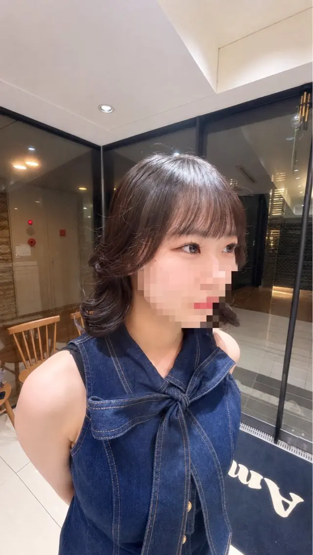 ミディアム 顔周りカット 小顔カット トリートメント ヘアセット 似合わせ艶カラー❄️ / 𝑲𝑶𝑻𝑨のヘアスタイル