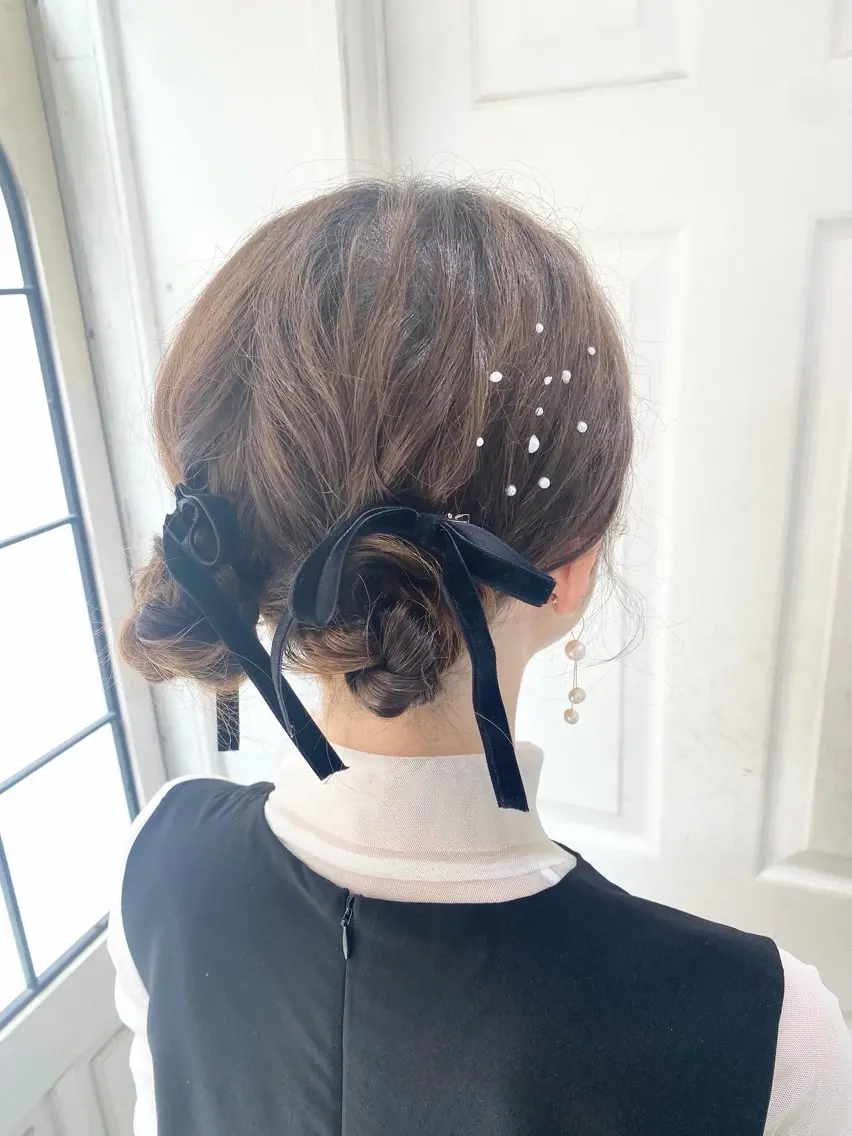 ヘアアレンジ お団子ヘア ヘアセット uros.中目黒 moekaのヘアスタイル