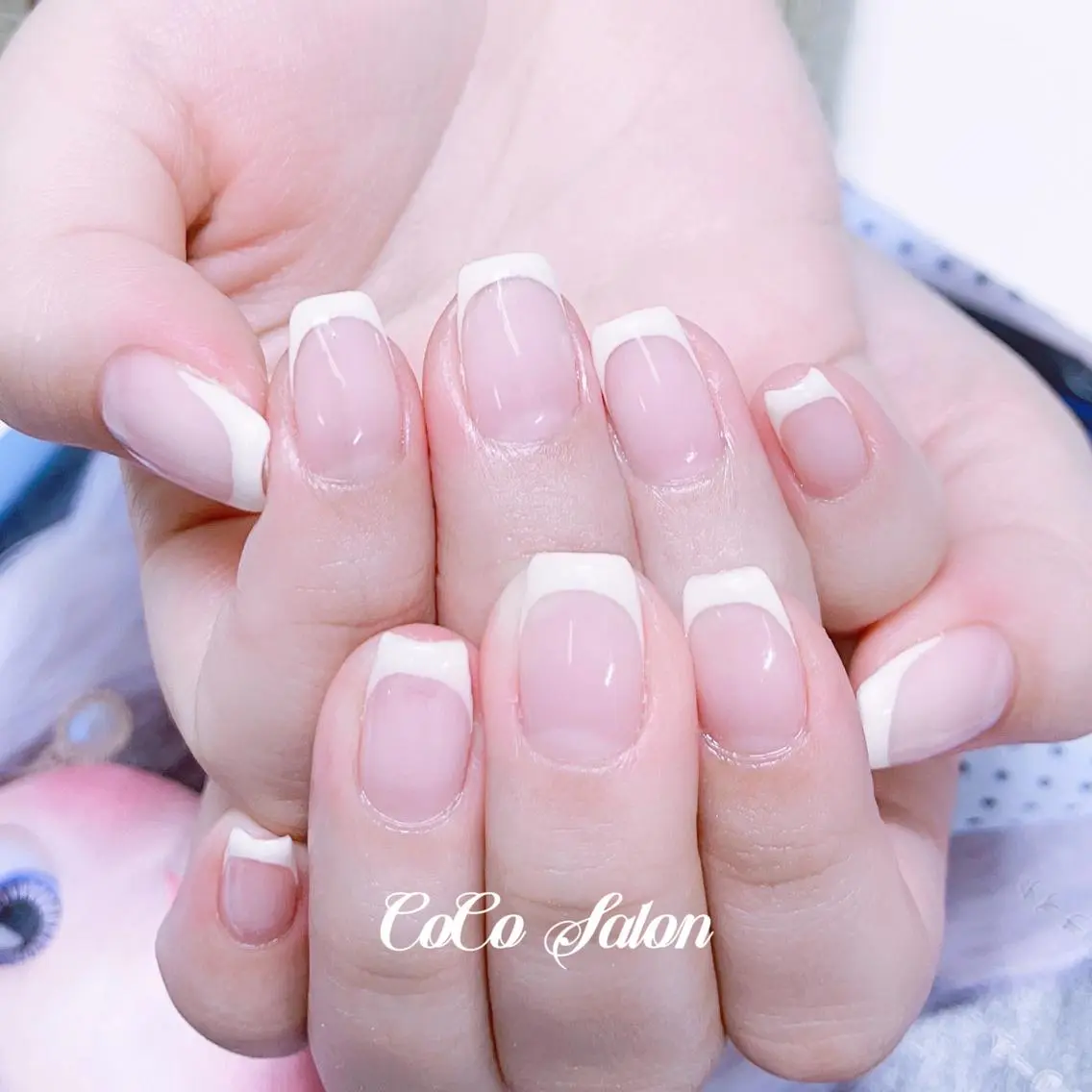 ネイル 長さ出し フレンチネイル ジェルネイル 韓国ネイル オフィスネイル ハンドネイル CoCoSalon ネイル/まつ毛予約のネイルデザイン