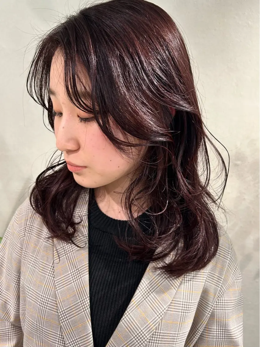 ミディアム カラー ブラウンカラー ピンクカラー ピンクブラウン カラーリスト IKUHOのヘアスタイル