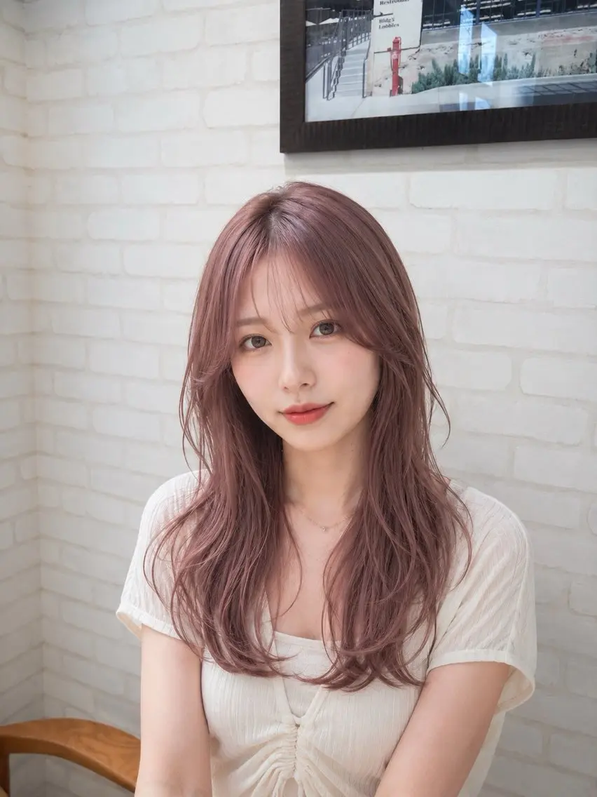 ミディアム カラー ベージュカラー ブリーチ 透明感カラー ダブルカラー ピンクカラー カット ヘアカラー トリートメント 髪質改善 韓国風 池田一之のヘアスタイル