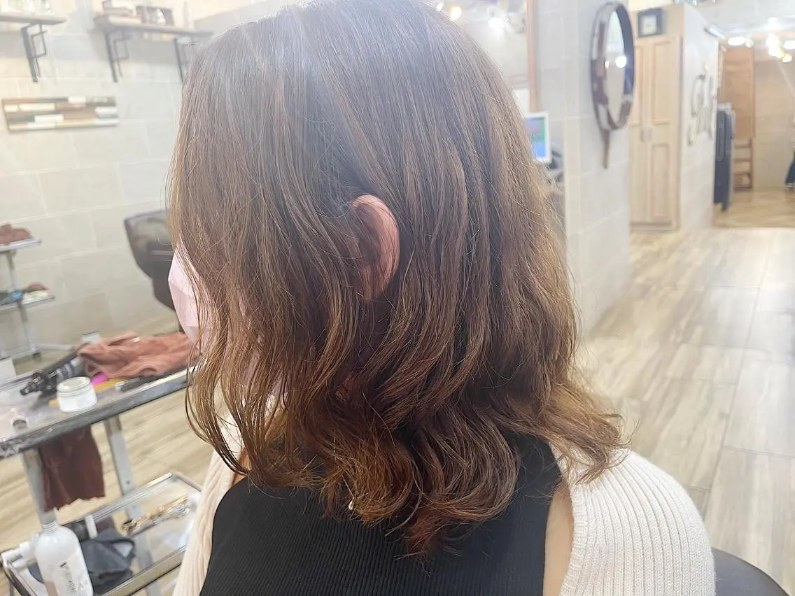 ミディアム ミディアムパーマ トリートメント 平田 たかしのヘアスタイル