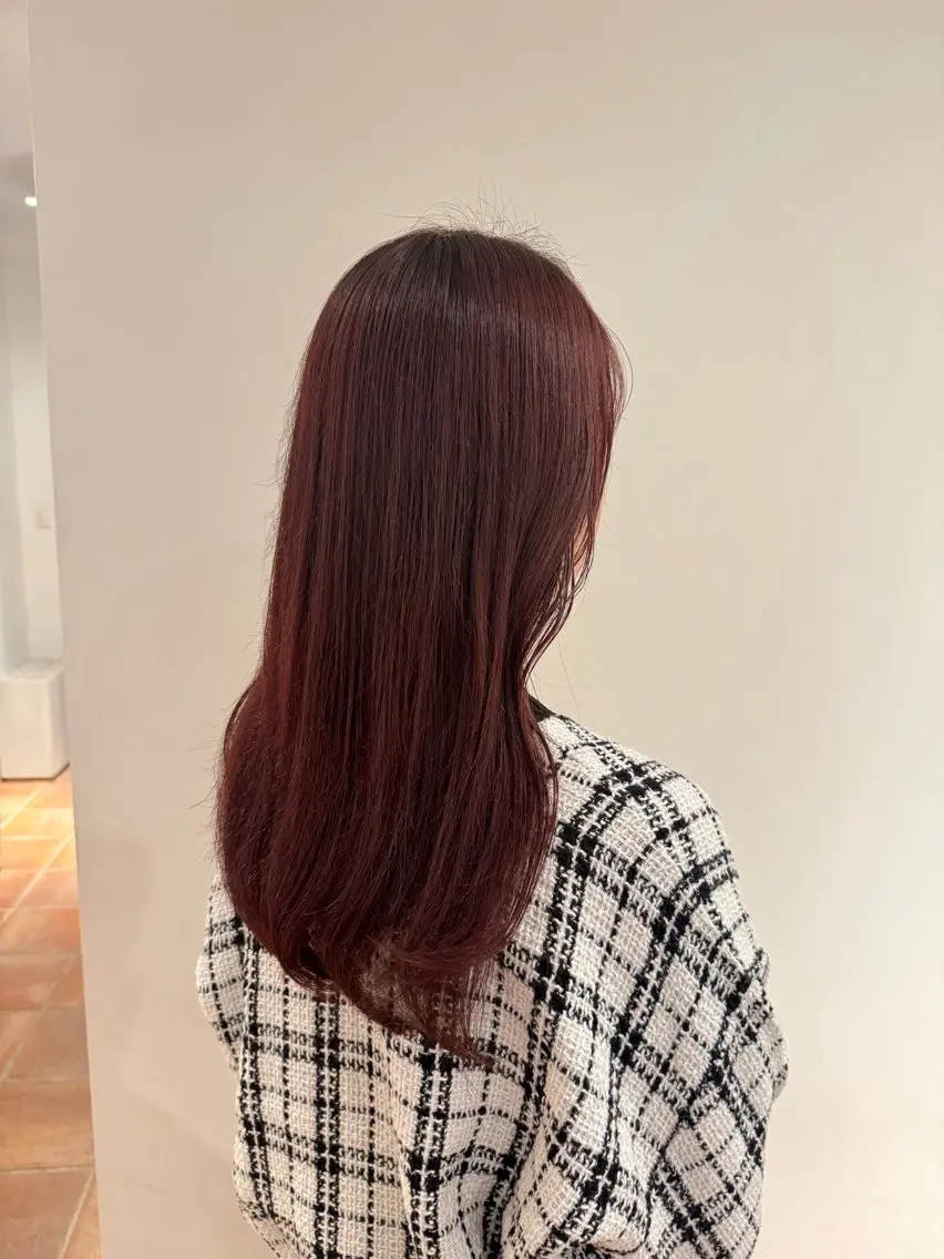 セミロング レッドブラウン ヘアカラー ホリグチ ルナのヘアスタイル