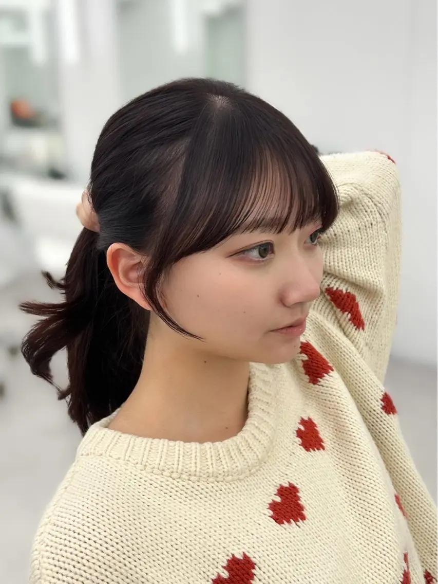 ロング カラー レイヤーカット 小顔カット カット 韓国ヘア/顔周り ヘアセット/加藤優里のヘアスタイル