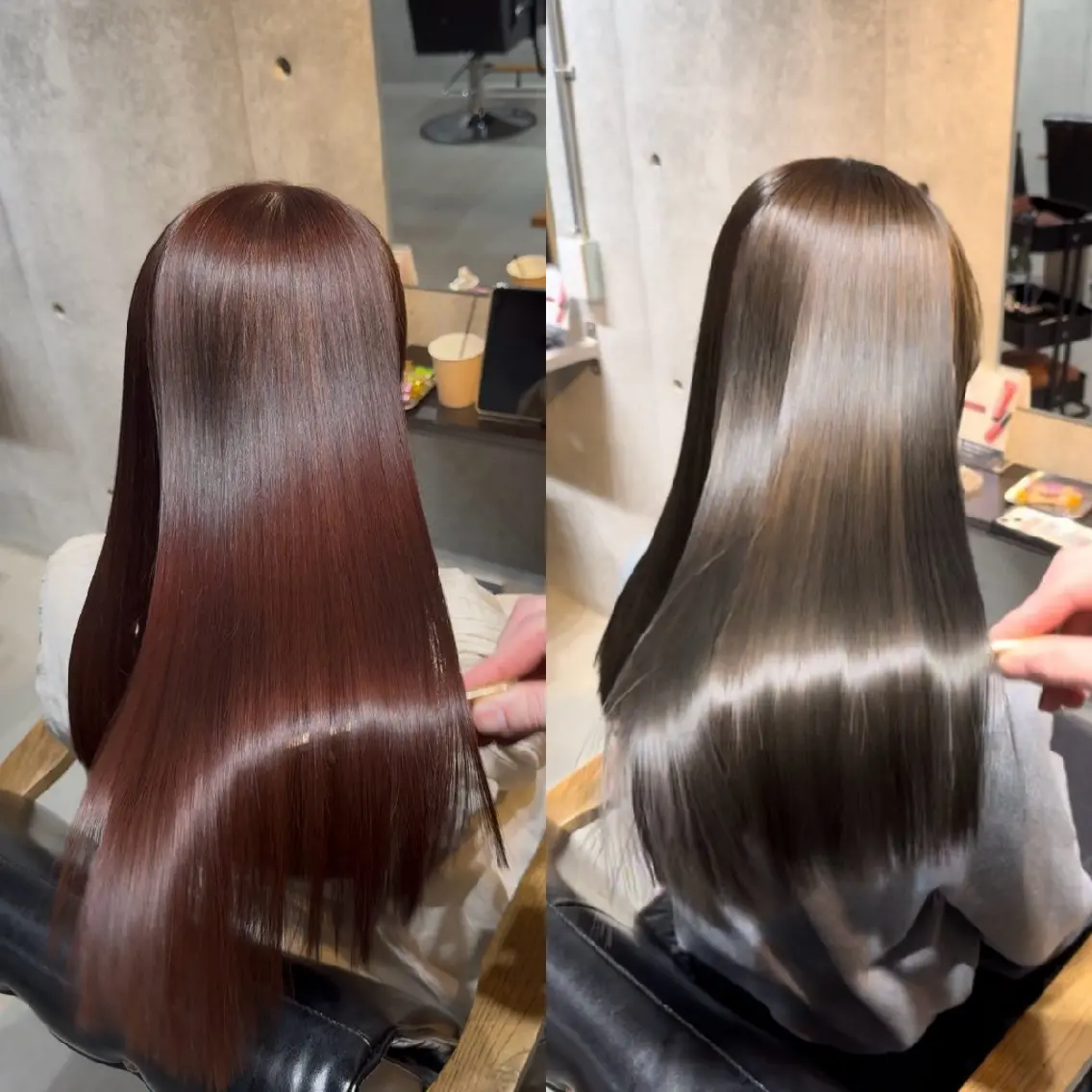 ロング ヘアカラー トリートメント 髪質改善×美髪矯正 艶髪カラー白田晴香のヘアスタイル
