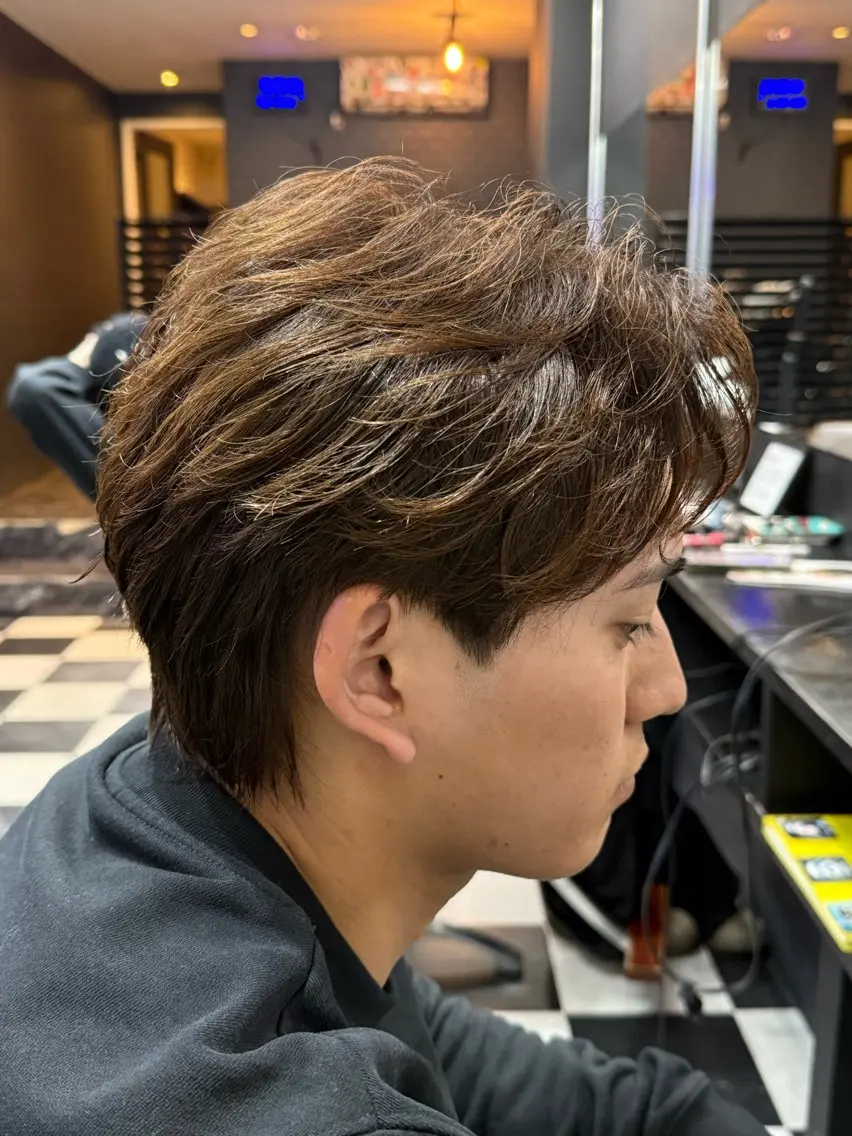 セミロング パーマ セミロングパーマ ニュアンスパーマ ヘアカラー パーマ 京都/伏見/メンズ/ 石田昂のヘアスタイル